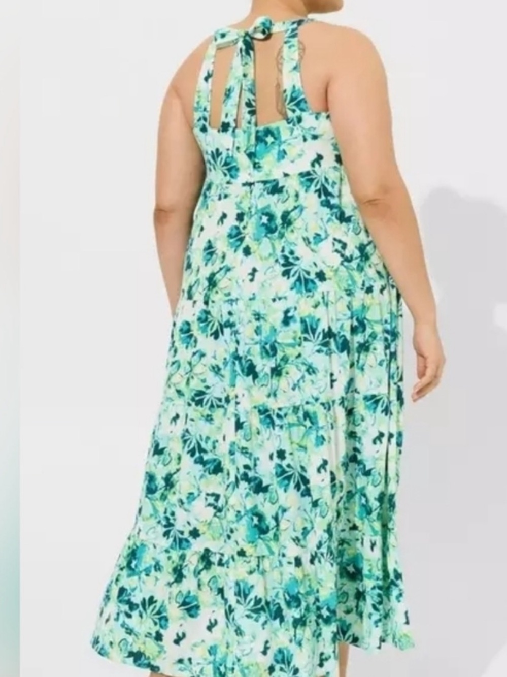 Torrid Floral Tiered Maxi Dress Halter Gauze Watercolor Flowy Boho Plus Size 4X